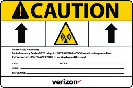 Verizon Wireless RF Safety & FCC Signs (Caution 3)
