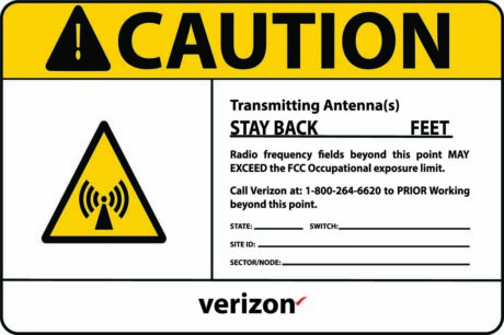 Verizon Wireless RF Safety & FCC Signs (Caution 2)