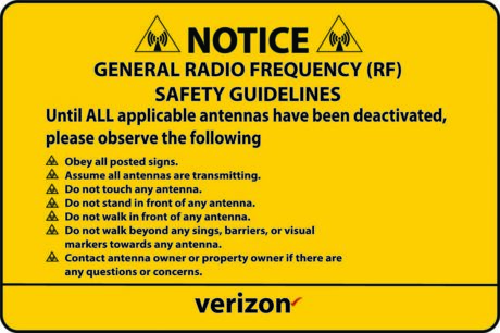 Verizon Wireless RF Safety & FCC Signs (Notice 1) - Image 1