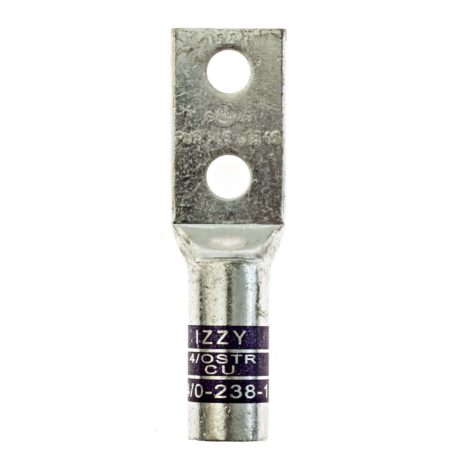 (2) 3/8" Hole 1" Spacing W/Inspection Window 4/O Stranded Copper Compression Lug