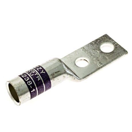 (2) 3/8" Hole 1" Spacing W/Inspection Window 4/O Stranded Copper Compression Lug - Image 2