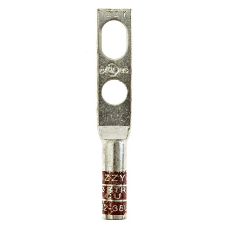 (2) 3/8" Hole Universal 3/4" - 1" Slotted Spacing W/Inspection Window #2 Stranded Copper Compression Lug