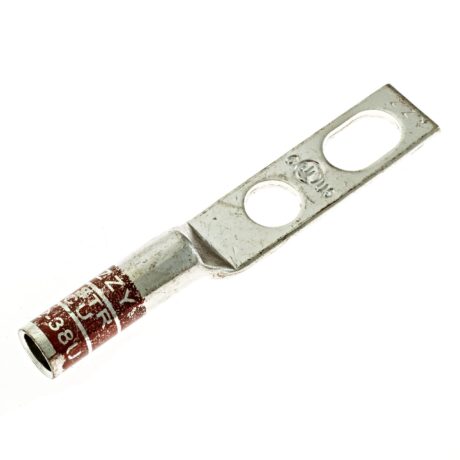 (2) 3/8" Hole Universal 3/4" - 1" Slotted Spacing W/Inspection Window #2 Stranded Copper Compression Lug - Image 2