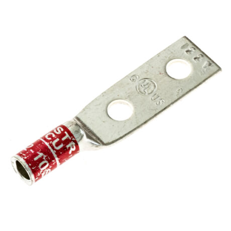 (2) #10 Hole 5/8" Spacing (Short Barrel) W/Inspection Window #8 Stranded Copper Compression Lug - Image 2