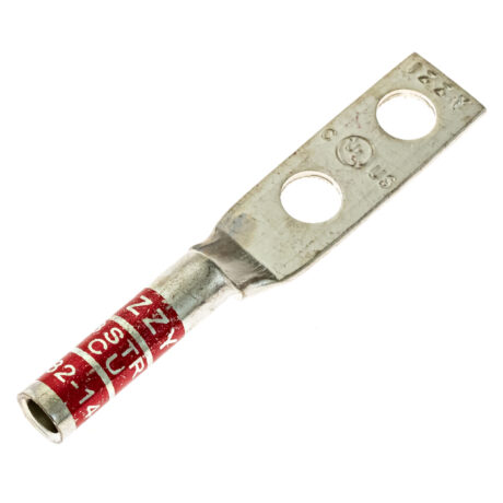 (2) 1/4" Hole 5/8" Spacing W/Inspection Window #8 Stranded Copper Compression Lug - Image 2