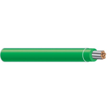 #2 AWG THW-2 7 strand (Tin Coated) Green Jacket