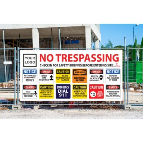 3' x 6' Cell Tower Jobsite Safety Banner (Company Logo) - Image 1
