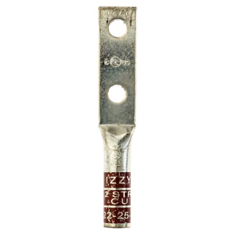 (2) 1/4" Hole 1" Spacing #2 Stranded Copper Compression Lug