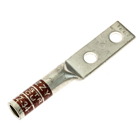(2) 1/4" Hole 3/4" Spacing #2 Stranded Copper Compression Lug - Image 2