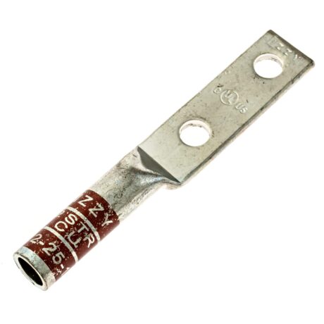 (2) 1/4" Hole 1" Spacing #2 Stranded Copper Compression Lug - Image 2