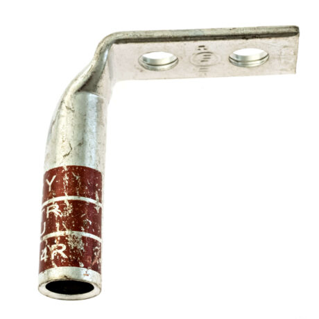 (2) 1/4" Hole 5/8" Spacing (Right Angle) #2 Stranded Copper Compression Lug