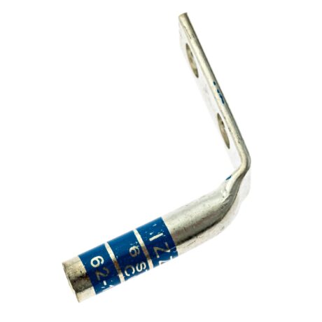 (2) 1/4" Hole  5/8" Spacing (Right Angle) #6 Stranded Copper Compression Lug - Image 2