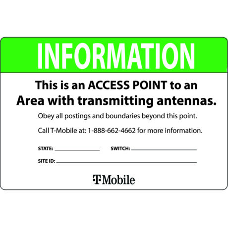 T-Mobile RF Safety & FCC Signs (Site/Information/Custom) - Image 1
