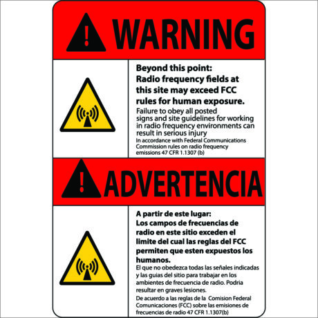 T-Mobile RF Safety & FCC Signs (Warning/Advertencia)