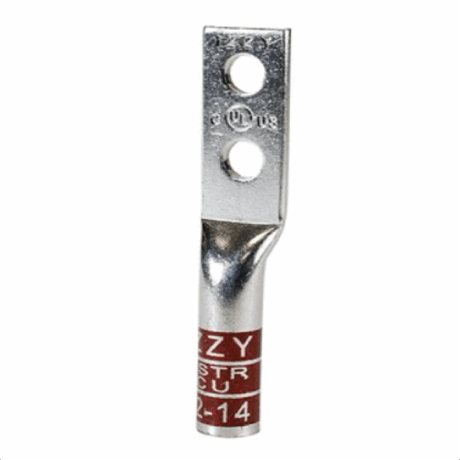(2) 1/4" Hole 5/8" Spacing #2 Stranded Copper Compression Lug