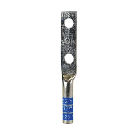 (2) 1/4"  Hole 1" Spacing #6 Stranded Copper Compression Lug