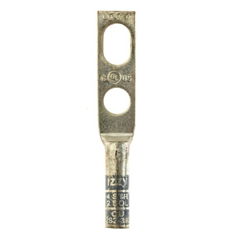 (2) 3/8" Hole Universal 3/4" - 1" Slotted Spacing W/Inspection Window #2 Solid/#4 Stranded Copper Compression Lug