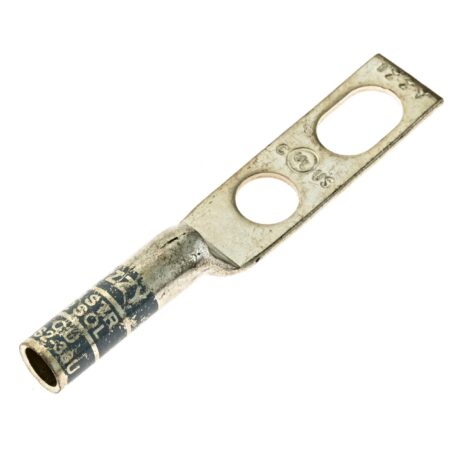 (2) 3/8" Hole Universal 3/4" - 1" Slotted Spacing W/Inspection Window #2 Solid/#4 Stranded Copper Compression Lug - Image 2