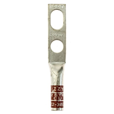 (2) 3/8" Hole Universal 3/4" - 1" Slotted Spacing  #2 Stranded Copper Compression Lug