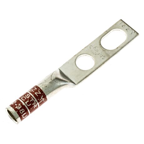 (2) 3/8" Hole Universal 3/4" - 1" Slotted Spacing #2 Stranded Copper Compression Lug - Image 2