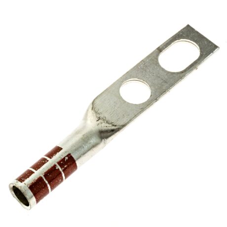 (2) 3/8" Hole Universal 3/4" - 1" Slotted Spacing #2 Stranded Copper Compression Lug - Image 3