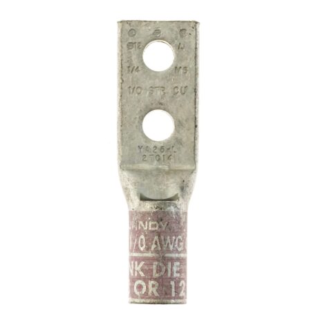 (2) 1/4" Hole 5/8" Spacing W/Inspection Window 1/O Stranded Copper Compression Lug