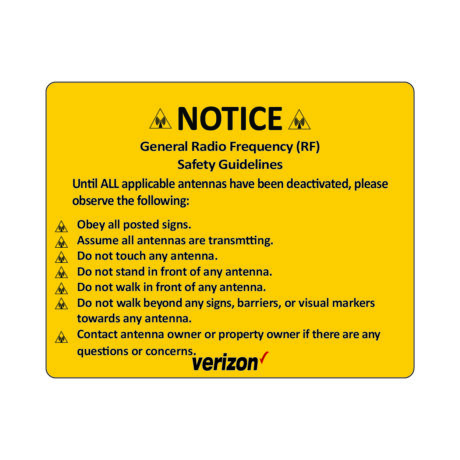 VZW Small Cell "Notice/Guidelines" RF Signage - Image 1