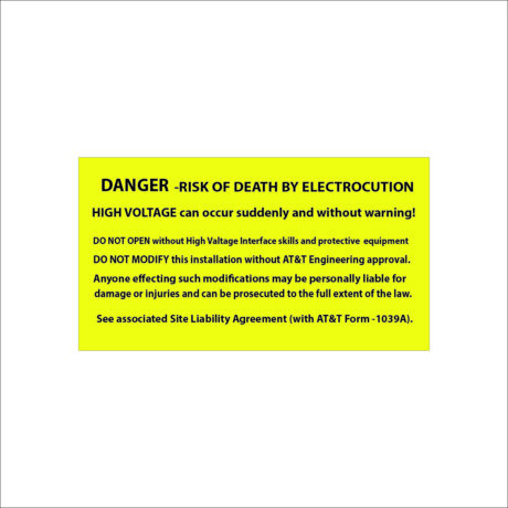 AT&T RF Signage DAS/CRAN (Danger-Risk of Death by Electrocution)