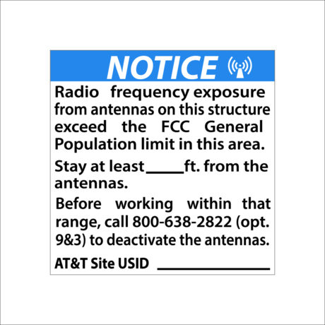 AT&T RF Signage DAS/CRAN (Notice Radio Frequency Exposure)
