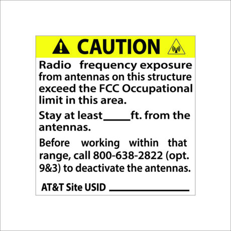 AT&T RF Signage DAS/CRAN (Caution Radio Frequency Exposure)