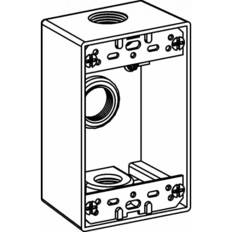 1-GANG BOX 2” DEEP WITH 3 OUTLET HOLES - 1” SIZE DEVICE MOUNT - GRAY
