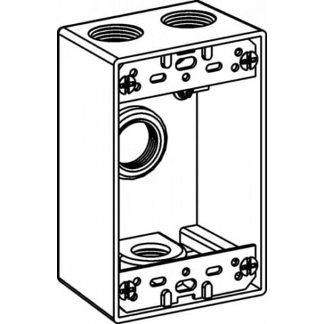 1-GANG BOX 2” DEEP WITH 4 OUTLET HOLES, 1/2” SIZE DEVICE MOUNT - GRAY