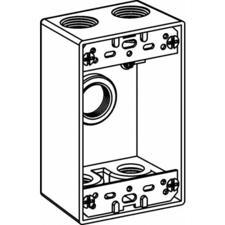 1-GANG BOX 2” DEEP WITH 5 OUTLET HOLES, 1/2” SIZE DEVICE MOUNT - GRAY