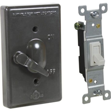 1-GANG LEVER COVER + S/P 15A SWITCH, DEVICE MOUNT, ALUMINUM, BRONZE - Image 2