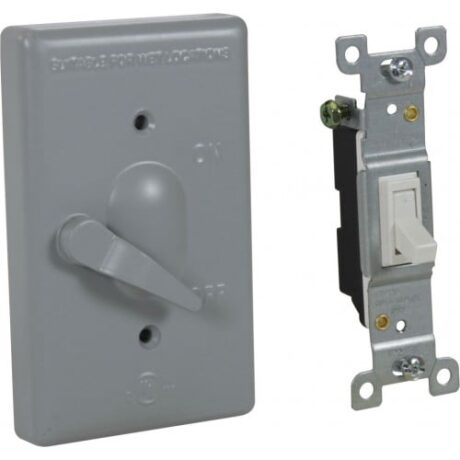 1-GANG LEVER COVER + S/P 15A SWITCH, DEVICE MOUNT, ALUMINUM, GRAY - Image 2