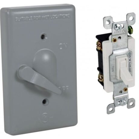 1-GANG LEVER COVER + S/P 20A SWITCH, DEVICE MOUNT, ALUMINUM, GRAY - Image 2