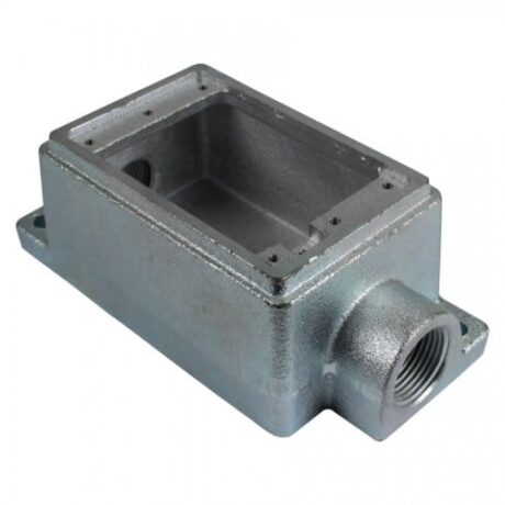 1-GANG CAST DEVICE BOXES FEED THROUGH 2” DEEP