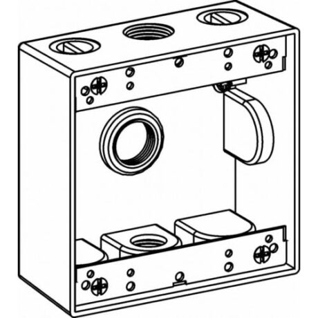 2-GANG BOX 2” DEEP WITH 3 OUTLET HOLES - 1” SIZE DEVICE MOUNT - GRAY