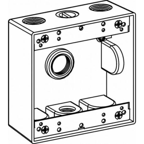 2-GANG BOX 2” DEEP WITH 4 OUTLET HOLES - 1” SIZE DEVICE MOUNT - GRAY - Image 1