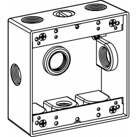 2-GANG BOX 2” DEEP WITH 6 X-CONFIG OUTLET HOLES - 3/4” SIZE DEVICE MOUNT - GRAY