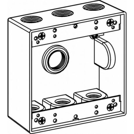 2-GANG BOX 2” DEEP WITH 7 OUTLET HOLES - 1/2” SIZE