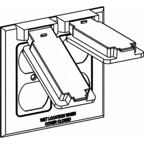 2-GANG, 2 DUPLEX RECEPTACLE DEVICE COVER, DEVICE MOUNT - GRAY
