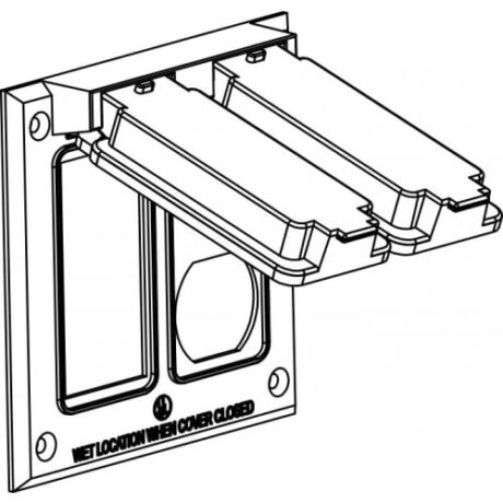 2-GANG, 1 GFCI & 1 DUPLEX RECEPTACLE DEVICE COVER, DEVICE MOUNT - GRAY