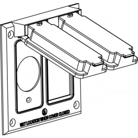 2-GANG, 1 GFCI & 1 SWTICH / SINGLE RECEPTACLE DEVICE COVER, DEVICE MOUNT - GRAY