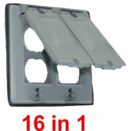 2-GANG UNVERSAL FLAT DEVICE WEATHERPROOF COVER, WHITE