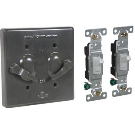 2-GANG LEVER COVER + S/P 15A SWITCH, DEVICE MOUNT, ALUMINUM, BRONZE - Image 2