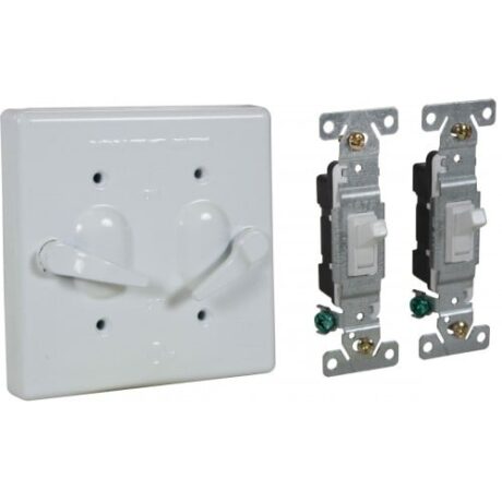 2-GANG LEVER COVER + S/P 15A SWITCH, DEVICE MOUNT, ALUMINUM, WHITE - Image 2