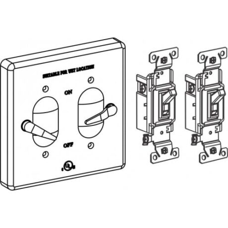 2-GANG LEVER COVER + S/P 15A SWITCH, DEVICE MOUNT, ALUMINUM, GRAY
