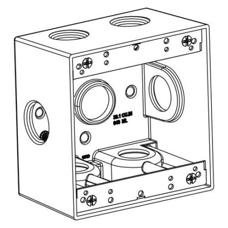 2-GANG BOX 2-5/8” DEEP WITH 7 X-CONFIG OUTLET HOLES - 1” SIZE