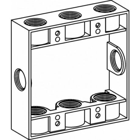 2-GANG 1” DEEP EXTENSION RING, 8 OUTLET HOLES - 3/4” SIZE